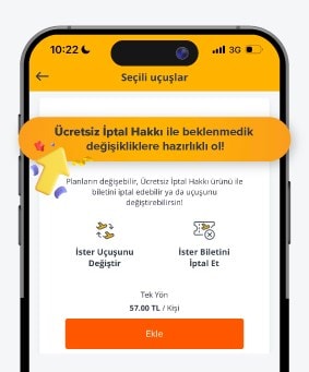 Ücretsiz İptal ürününü biletine ekle