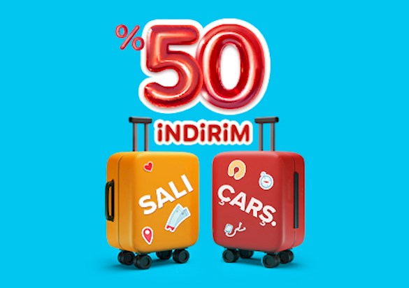 Salı – Çarşamba Günleri Yurt İçinde %50 İndirimle Uç!