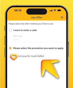 Choisissez l'offre «  Pour les membres Young BolBol  »