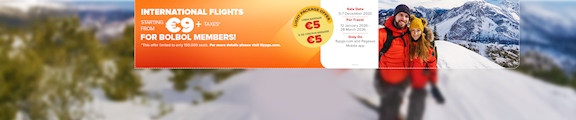 5-7 December international flights starting from €9+taxes