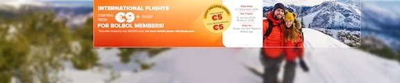 5-7 December international flights starting from €9+taxes