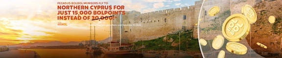 PEGASUS BOLBOL MEMBERS FLY TO NORTHERN CYPRUS FOR JUST 15,000 BOLPOINTS INSTEAD OF 30,000!